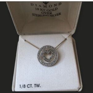 Diamond Sterling Silver Eternity Heart Pendant Necklace